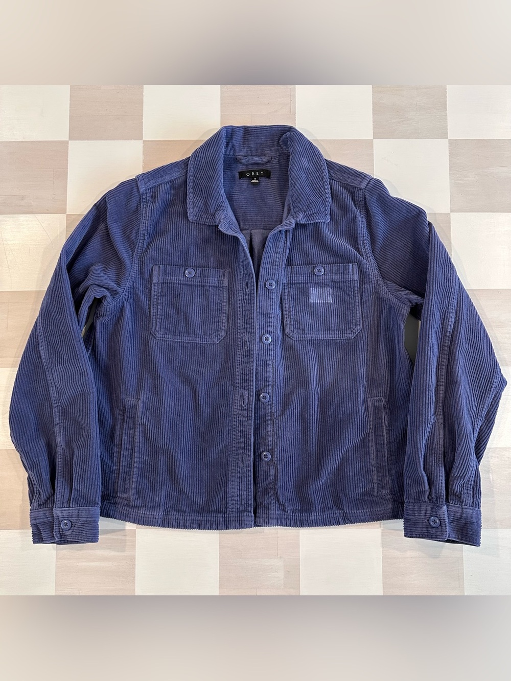 obey purple corduroy cotton button up shacket